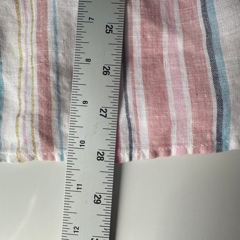 Lands' End‎  Linen Shirt Button Down Striped Pink S/T Classic Business Metallic - Picture 12 of 12